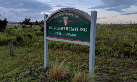 The sign at the entry of the Dr. Robert B. Hayling Freedom Park