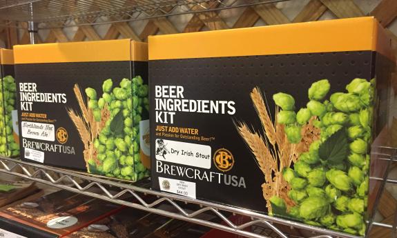 A beer making kit sits on a shelf at St. Augustine Brewing Solutions in northeast Florida.