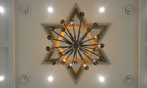 The new ceiling panel at the First Congregation Sons of Israel in St. Augustine.