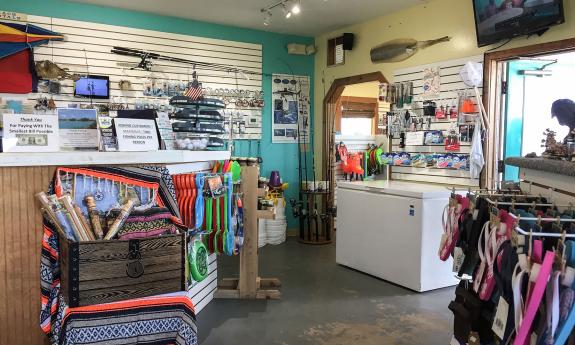 The gift shop carries an assortment of beachwear and supplies