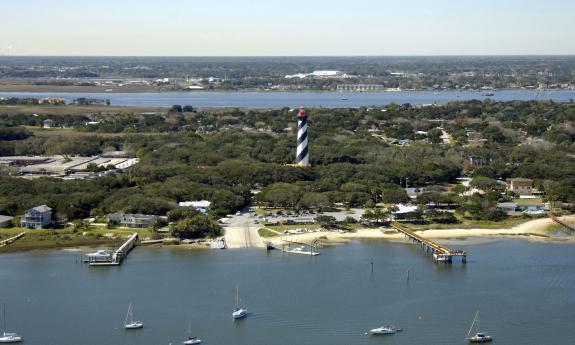 Adventure Boat Tours cruises by the St. Augustine Lighthouse.