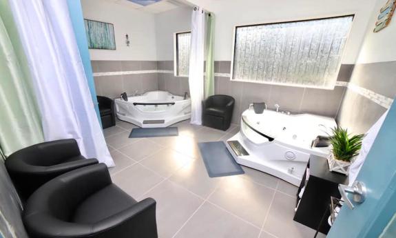 The St. Augustine Spa jacuzzi room features an infrared sauna and a Himalayan salt sauna.