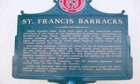 The historic marker at St. Francis Barracks in historic downtown St. Augustine.