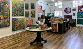 The gallery and studio space at Sweetwater Coffee Bar and Gallery in St. Augustine.