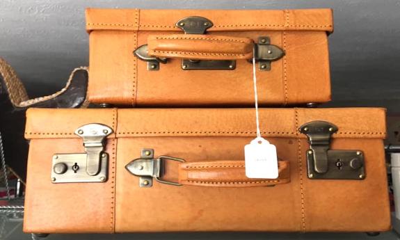 Vintage suitcases on display at Trinity Episcopal Parish Thrift Shop in historic St. Augustine, FL.