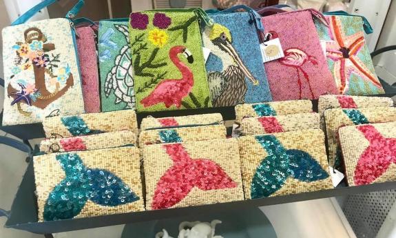 Purses on display at Vintage Chic Furniture in St. Augustine, FL.