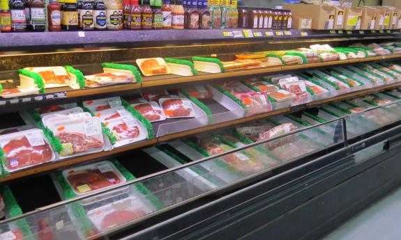 A display of the meat counter on a Sunday afternoon at Weedman's. 