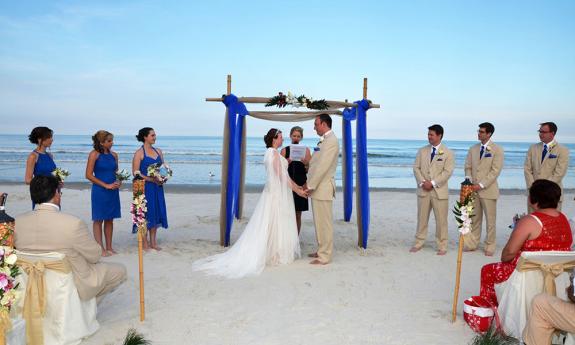 bride and groom at the altar 