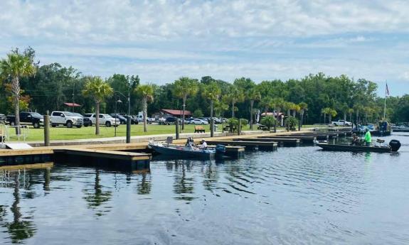 Docks for those who launch at Trout Creek Fish Camp on the Bartram Trail.