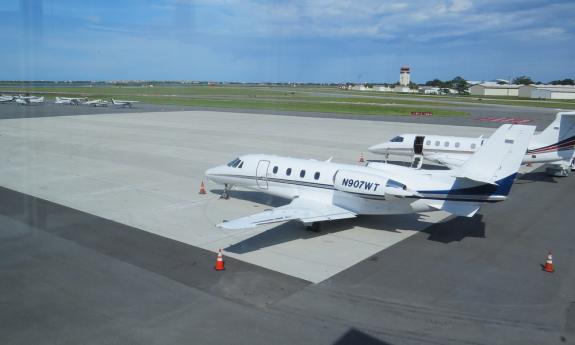 Planes waiting for passengers at the Northeast Florida Regional Airport in St. Augustine.