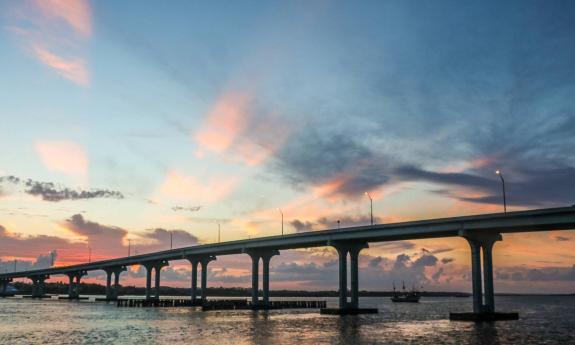 St. Augustine's Vilano Bridge at sunset.