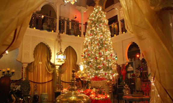 Villa Zorayda Christmas Tree in their Court of Lions.