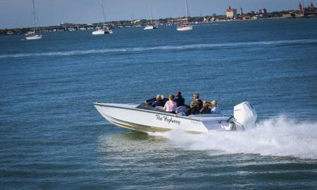 "The Highway" boat taking guests out on the water