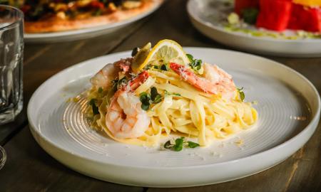 A lemon and shrimp pasta dish