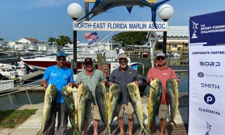 Four winners of a fishing tournament at the North Florida Marlin Association