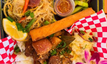 A plate served at Sarap Stop with various items