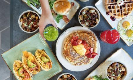 A spread of assorted foods from First Watch