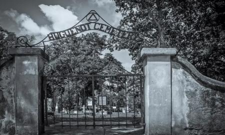 The gates outside Huguenot Cemetery