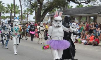 Storm Troopers with an Easter flair march in the St. Augustine Easter Parade