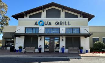 The exterior of the Aqua Grill building