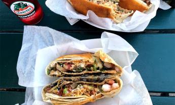 The shrimp tacos at A1A Burrito Works on St. Augustine Beach.