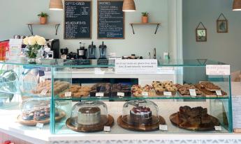 A case of sweet treats on display at Alms + Fare in St. Augustine.