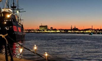 Looking toward St. Augustine from the water for the Regatta of Lights.