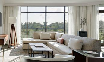 Sawgrass Marriott's Executive Suite with floor to ceiling views in Ponte Vedra Beach, North of St. Augustine.