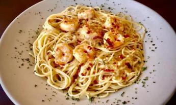 Shrimp pasta and Italian dishes at Jenk's Pizza on 210