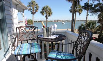 Bayfront views from the balcony at Bayfront Westcott House in St. Augustine, Florida