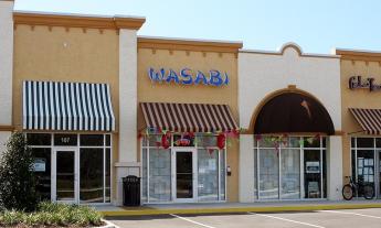 The exterior of the Wasabi Sushi King building