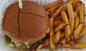 Kaliburger and fries.