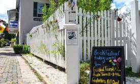 The entrance to the courtyard at Ximenez-Fatio House during the book festival