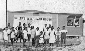 Butler Beach was the only beach between Jacksonville and Daytona that Black people were allowed to enjoy. This images, circa 1950, shows a group of young girls posing happily. (Image courtesy of Florida Memory)