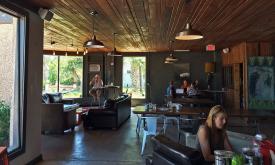 DOS Cafe offers coffee and wine in a cozy atmosphere.