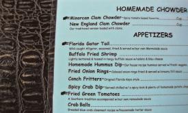 The great thing about these dishes is that you'll find a lot of them on a single menu. Here's 3 Florida favorites on the Florida Cracker Cafe menu.