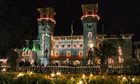 The Lightner Museum during Nights of Lights in St. Augustine, Florida.