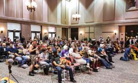 An audience at Ancient City Con listens to a panel discussion.