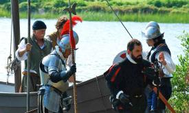 A re-enactment of the landing of Pedro Menéndez in 1565 at the site of what was to become St. Augustine, Florida.