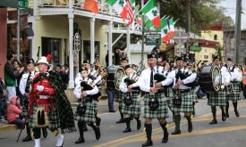The St. Patrick's Day parade celebrates St. Augustine's Celtic heritage with parade floats, marching bands, horses and dance troupes.
