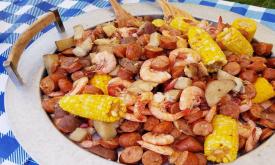 Low country boil courtesy of Get Shuckin' in St. Augustine, FL.