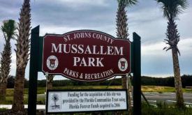 The entrance sign to Mussallem Beachfront Park in St. Augustine.