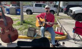 Steve Bartlett performing "Santa Fe Trail" with Leslie Lacika at the St. Johns County Ocean Pier Wednesday Market.