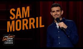 Sam Morril doing stand-up on The Late Late Show with James Corden