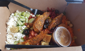 Boxed meal from Timoti's Seafood Shak in Nocatee, Fl