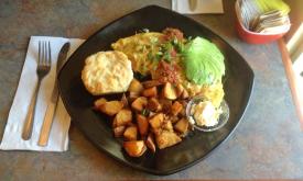 Breakfast with homefries at Blue Hen Cafe in St. Augustine