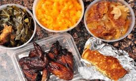A typical meal from Heart & SoulFood Truck ready in St. Augustine.