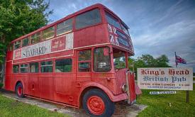The double decker bus at King's Head British Pub in St. Augustine, Florida.