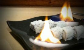 Flaming sushi at Mikato in St. Augustine.