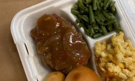 A meatloaf dinner with green beans from Murf's Homestyle ToGo in St. Augustine.